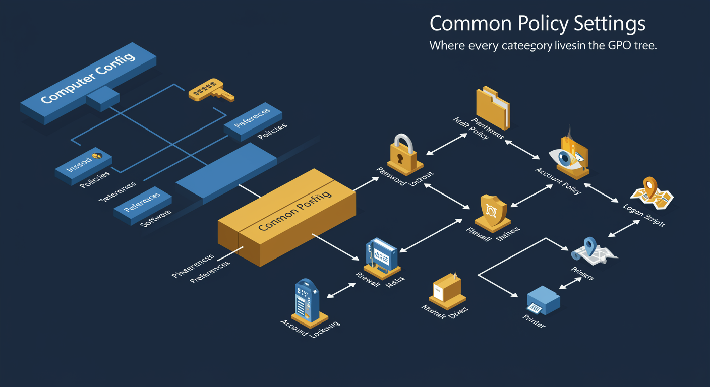 Common Policy Settings, What Lives Where, illustrated TLDR