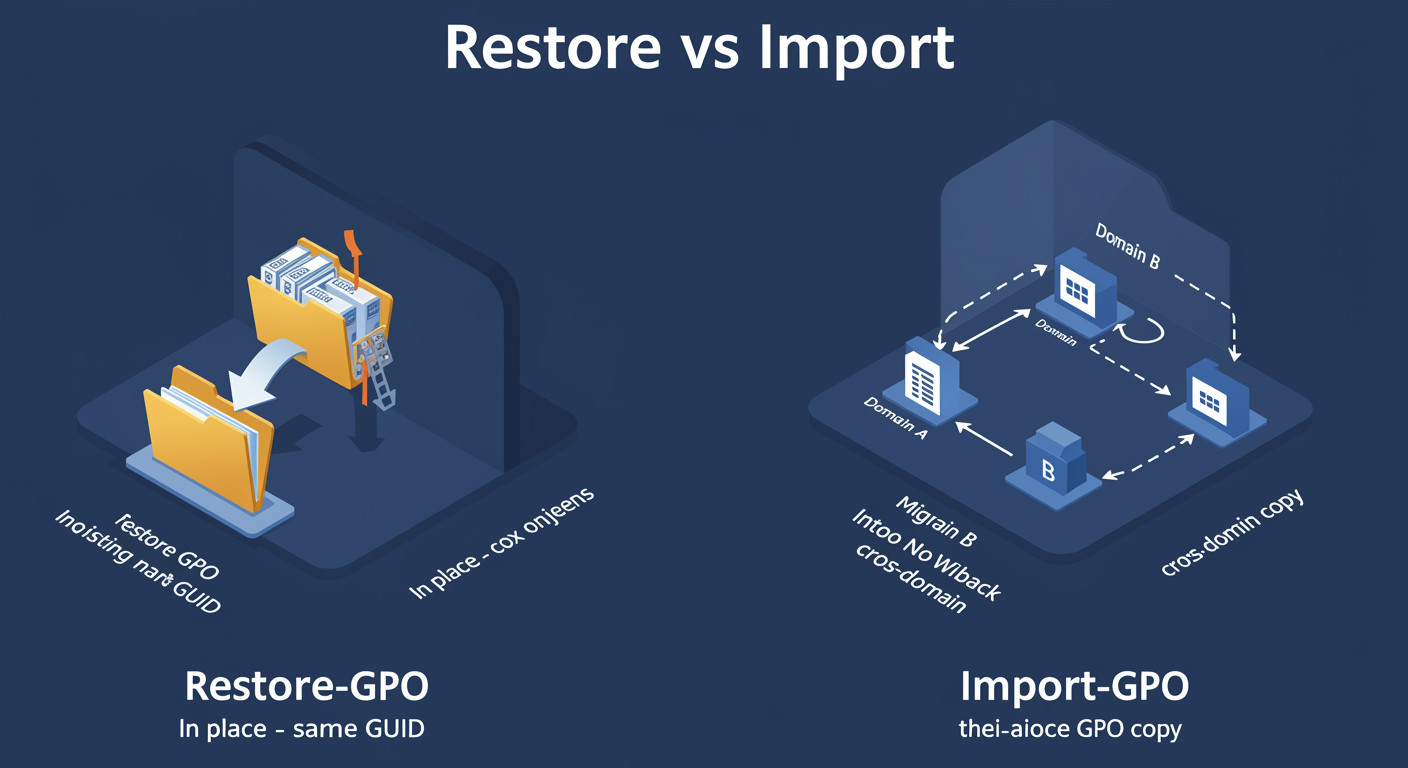 Restore and Import, Recovery and Cross-Domain Copy, illustrated TLDR