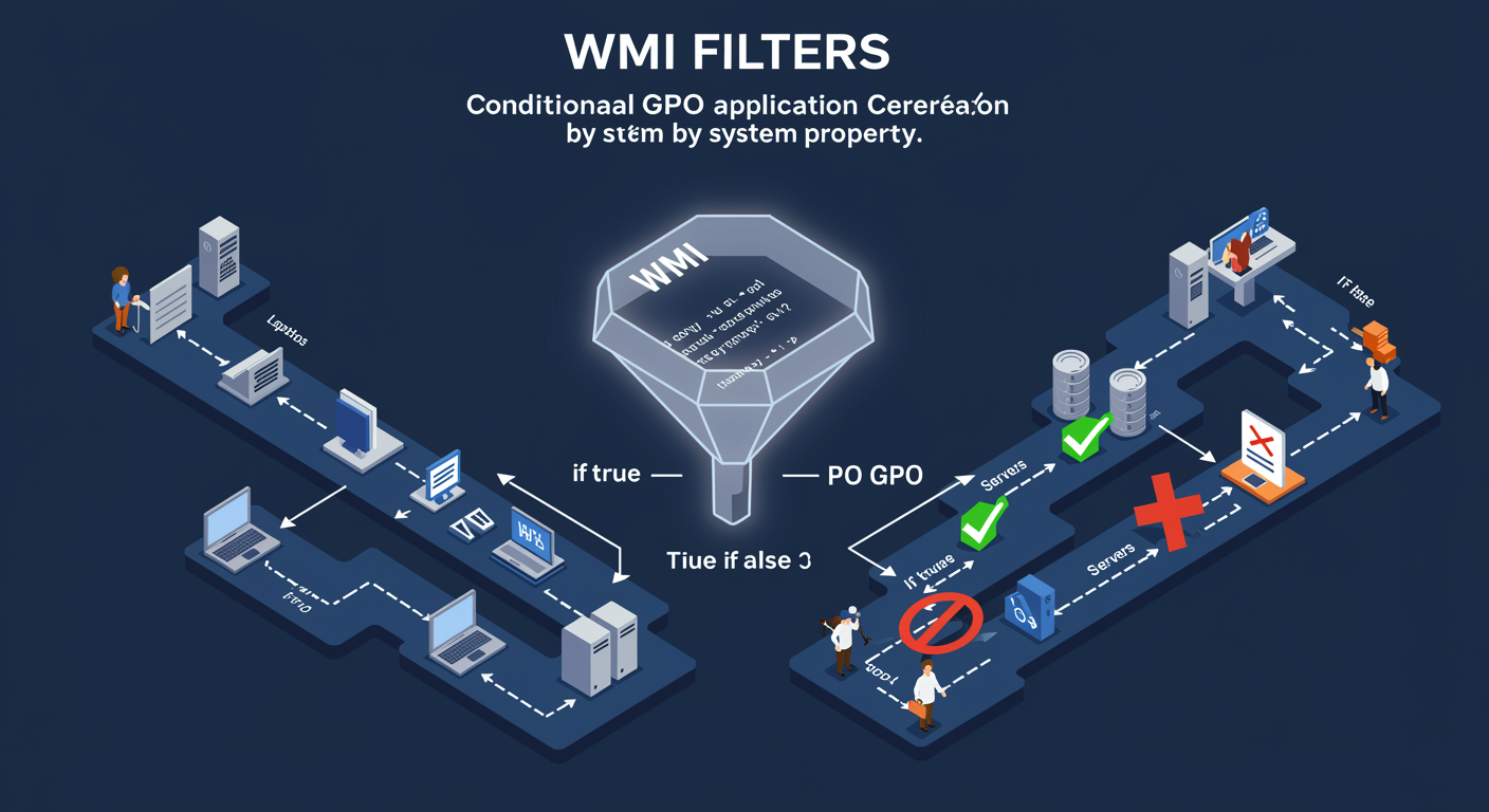 WMI Filters, Conditional Application by System Property, illustrated TLDR