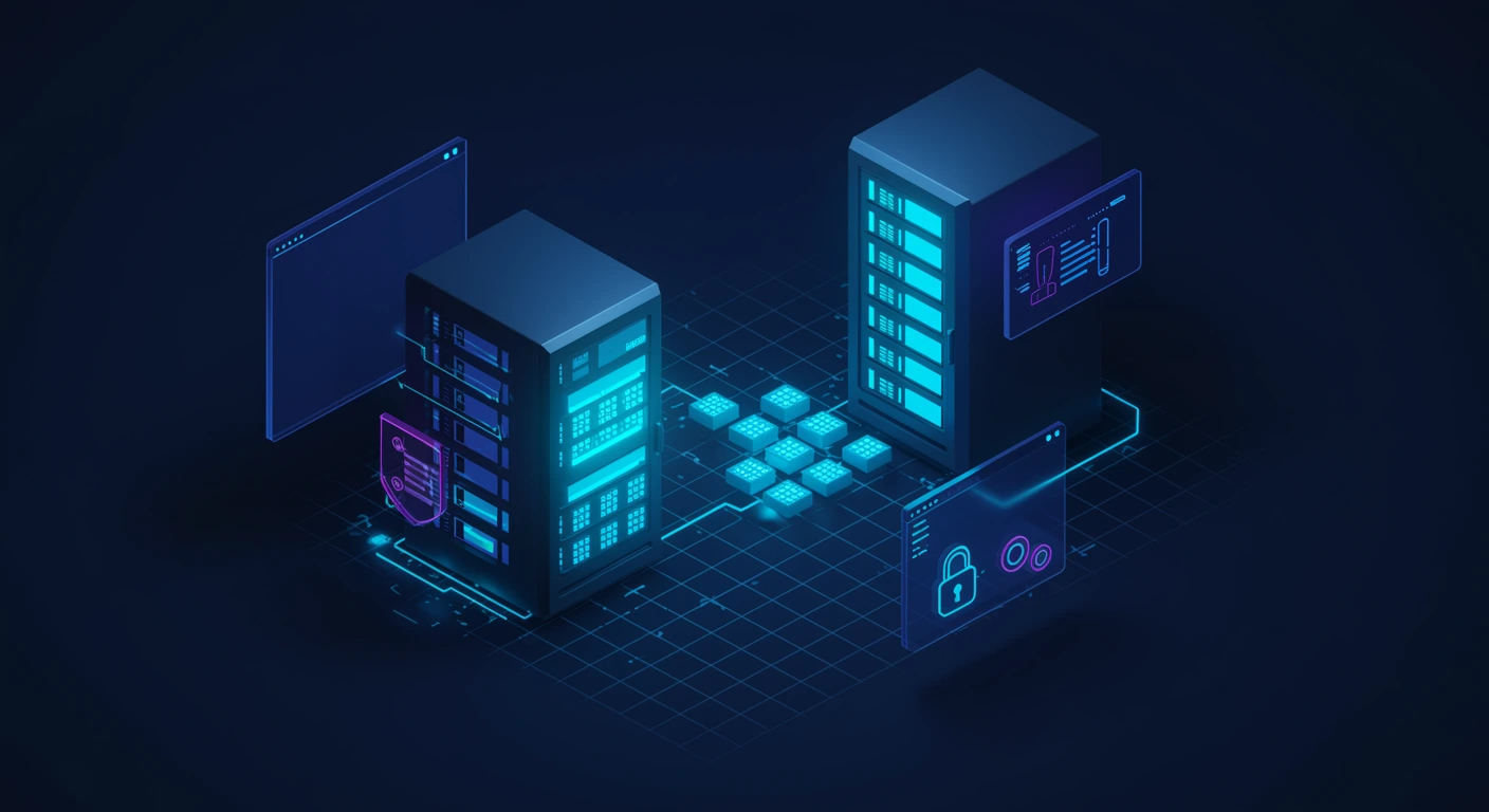 Two DHCP servers share one scope and synchronize leases; if one fails, the other serves all clients.