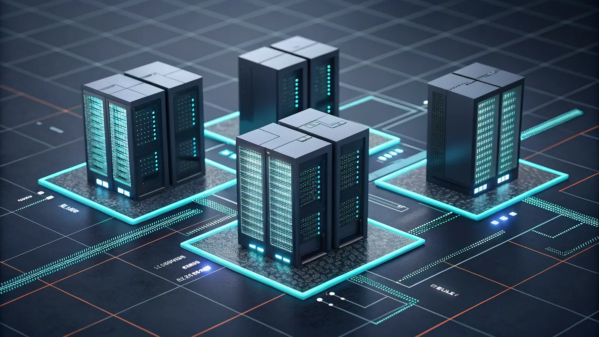 Three geographic sites, each housing a domain controller, connected by replication links.