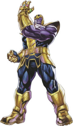 Thanos wearing the completed Infinity Gauntlet